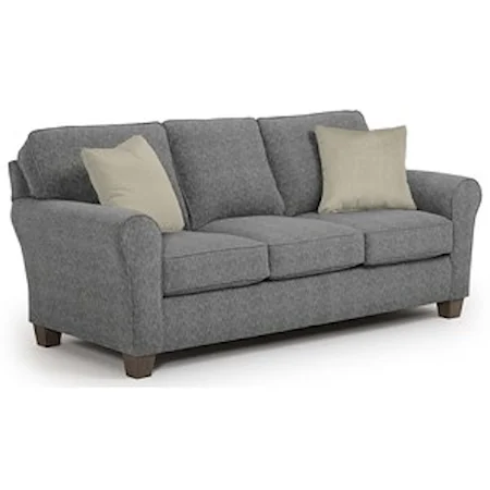 <b>Customizable</b> Transitional Sofa with Rolled arms and Tapered Block Legs